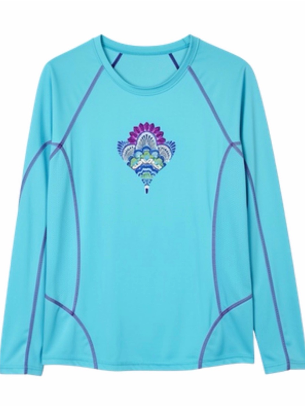 Athleta Light Blue Long Sleeve Rash Guard Swim Top Women’s L